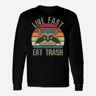 Live Fast Eat Trash Panda Raccoon Vintage Unisex Long Sleeve | Crazezy