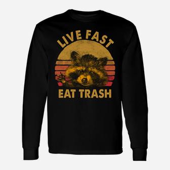 Live Fast Eat Trash Raccoon Hoodie Retro Vintage Style Unisex Long Sleeve | Crazezy