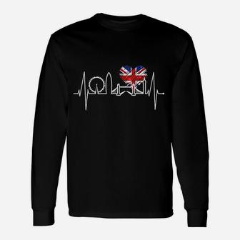 London Skyline Heartbeat Union Flag Unisex Long Sleeve | Crazezy DE