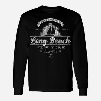 Long Beach Ny Sailboat Vintage Nautical Tee Unisex Long Sleeve | Crazezy