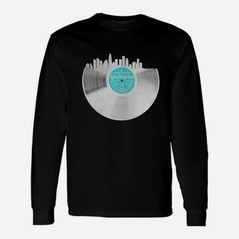 Los Angeles Skyline Shirt La California Vinyl Record Long Sleeve T-Shirt - Thegiftio UK