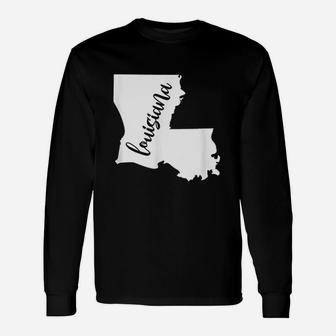 Louisiana Map Home Long Sleeve T-Shirt - Thegiftio UK