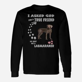 Lovable Weimador Dog Quote Mom Dad Costume, Cute Labmaraner Unisex Long Sleeve | Crazezy UK