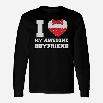 I Love My Awesome Boyfriend For Valentine Happy Valentines Day Long Sleeve T-Shirt - Seseable
