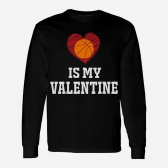 I Love Basketball For Valentine With Basketball Long Sleeve T-Shirt - Thegiftio UK