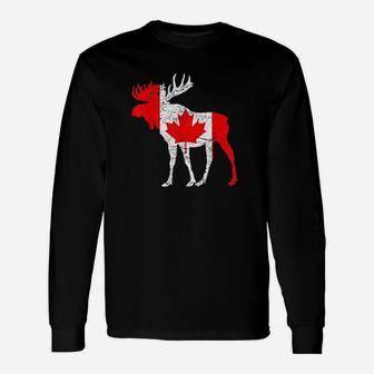 Love Canada Moose Funny Pride Maple Flag Gift Unisex Long Sleeve | Crazezy