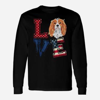 Love Cavalier King Charles Spaniel Face 4Th Of July Tshirt Long Sleeve T-Shirt - Monsterry