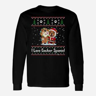 I Love Cocker Spaniel Wear Santa Suit Long Sleeve T-Shirt - Monsterry DE