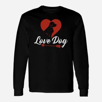 Love Dog In Heart Romantic Present Dog Lovers Valentines Day Long Sleeve T-Shirt - Seseable