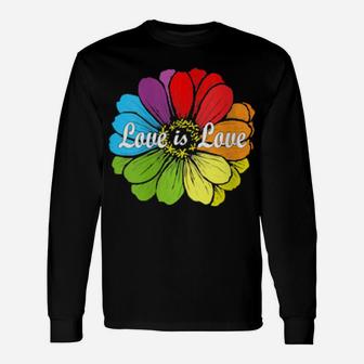 Love Is Love Gay Prides Rainbow Lgbt Pride Flower Long Sleeve T-Shirt - Monsterry UK