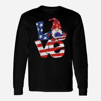 Love Gnome Usa Flag 4Th Of July Unisex Long Sleeve | Crazezy CA