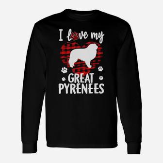 I Love My Great Pyrenees Valentine Dog Long Sleeve T-Shirt - Monsterry
