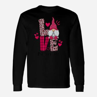 Love Leopard Plaid Gnome Nonna Valentines Day Unisex Long Sleeve | Crazezy