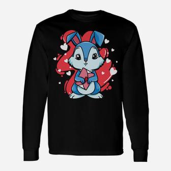 Love Letter From Your Bunny Valentine's Day Hearts Long Sleeve T-Shirt - Monsterry