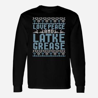 Love Peace Latke Grease Ugly Hanukkah Long Sleeve T-Shirt - Monsterry AU