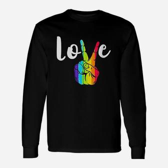 Love Peace Sign Rainbow Lgbt Lesbian Gay Pride Unisex Long Sleeve | Crazezy