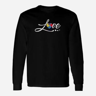 Love Puzzle Heart Autism Awareness Long Sleeve T-Shirt - Monsterry