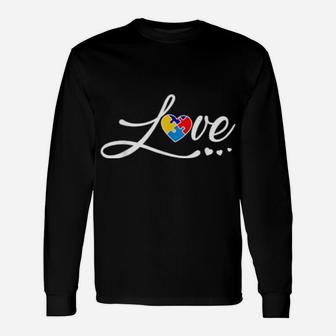 Love Puzzle Heart Autism Awareness Long Sleeve T-Shirt - Monsterry AU