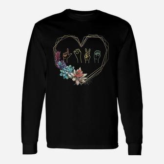 Love Sign Language Floral Heart Unisex Long Sleeve | Crazezy CA