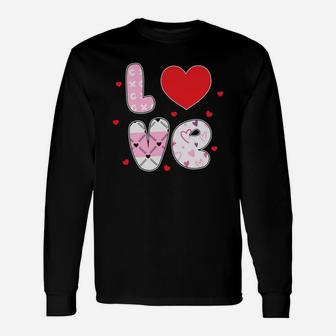 Love Valentine Hearts Happy Valentines Day Long Sleeve T-Shirt - Seseable