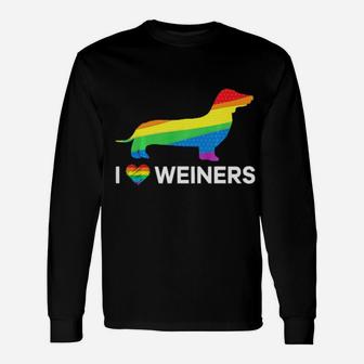 I Love Weiners Dachshund Lgbt Gay Lesbian Pride Long Sleeve T-Shirt - Monsterry
