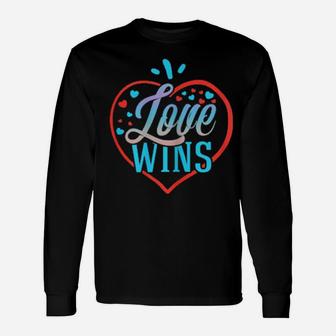 Love Wins Gay Lesbian Rainbow Line Support Lgbt Pride Long Sleeve T-Shirt - Monsterry UK