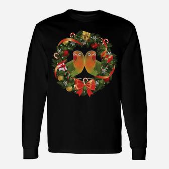 Lovebird Parrot Christmas Wreath Unisex Long Sleeve | Crazezy AU
