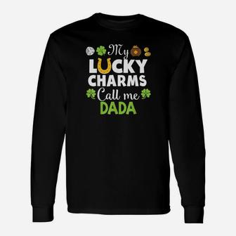My Lucky Charms Call Me Dada Shamrock St Patrick Horseshoe Long Sleeve T-Shirt - Monsterry AU