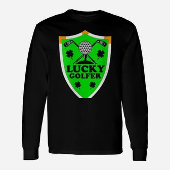 Lucky Golfer Irish Shamrock Golf St Patrick's Day Long Sleeve T-Shirt - Monsterry