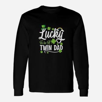 Lucky To Be A Dad Of Twins Unisex Long Sleeve | Crazezy