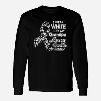 Lung Awareness I Wear White For My Grandpa Unisex Long Sleeve | Crazezy DE