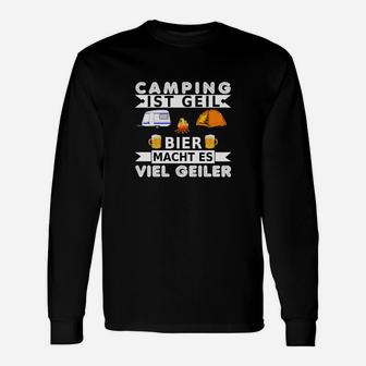 Lustiges Camping & Bier Fan Langarmshirts Camping ist Geil - Bier Macht's Besser - Schwarz - Seseable