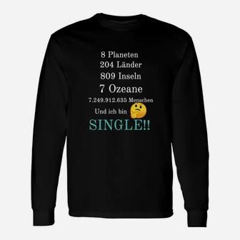 Lustiges Single-Statistik Langarmshirts mit Emoticon, Humorvolles Tee - Seseable