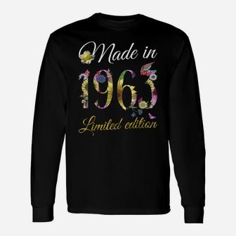 Made In 1963 Tee 58 Year Old Sunflowers Floral 58Th Birthday Unisex Long Sleeve | Crazezy