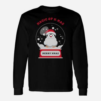 Magic Of Xmas Merry Xmas Penguin Long Sleeve T-Shirt - Monsterry UK