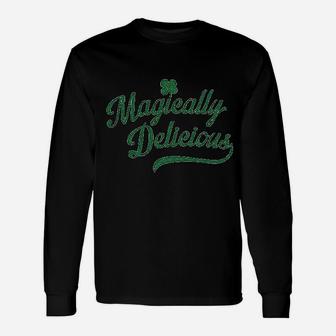 Magically Delicious St Patricks Day Shamrock Saint Pattys Long Sleeve T-Shirt - Thegiftio UK
