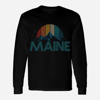 Maine Vintage Retro Mountains Souvenir Gift Unisex Long Sleeve | Crazezy