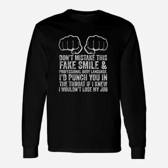 Makes Me Want To Throat Punch Coworkers Long Sleeve T-Shirt - Thegiftio UK