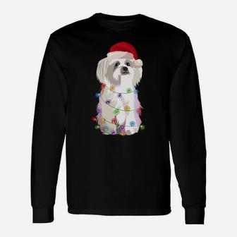 Maltese Christmas Lights Xmas Dog Lover Sweatshirt Unisex Long Sleeve | Crazezy