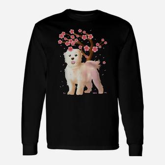 Maltese Dog Japanese Sakura Cherry Blossom Shirt Flower Gift Unisex Long Sleeve | Crazezy