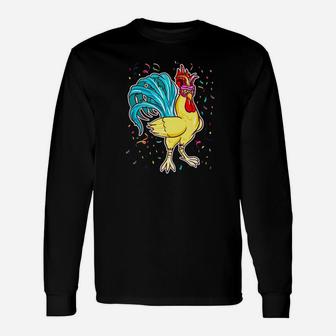 Mardi Gras Chicken Mardi Gras Long Sleeve T-Shirt - Thegiftio