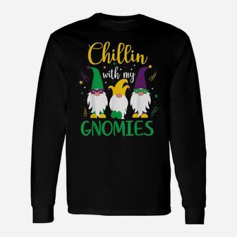 Mardi Gras Chillin With My Gnomies Cute Gnome Unisex Long Sleeve | Crazezy CA