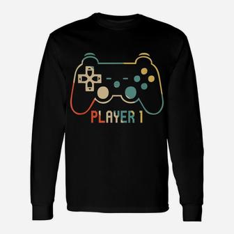 Matching Gamer Tee For Dad, Mom & Kids Player 1,2,3 Shirt Unisex Long Sleeve | Crazezy