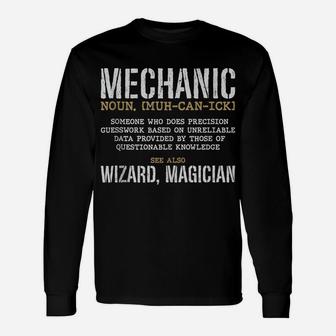 Mechanic Definition Funny Noun Meaning Vintage Gifts Men Unisex Long Sleeve | Crazezy