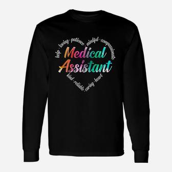 Medical Assistant Heart Word Cloud Watercolor Rainbow Unisex Long Sleeve | Crazezy