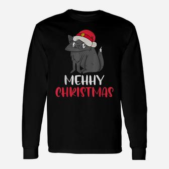 Mehhy Christmas Cat Lovers Funny Kitten Owner Merry Catmas Unisex Long Sleeve | Crazezy