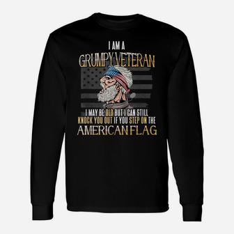 Mens American Flag Veterans Day Patriotic Grumpy Veteran Grandpa Unisex Long Sleeve | Crazezy UK