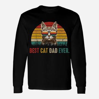 Mens Best Cat Dad Ever Tshirt - Cute Vintage Best Cat Dad Ever Unisex Long Sleeve | Crazezy CA