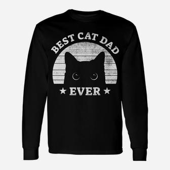 Mens Best Cat Dad Ever Vintage Retro Gift Idea For Cat Father Unisex Long Sleeve | Crazezy