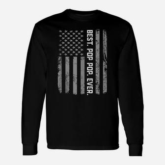 Mens Best Pop Pop Ever Vintage American Flag T Shirt For Dad Papa Unisex Long Sleeve | Crazezy DE